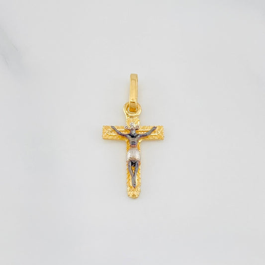 Dije Cruz Milagroso De Buga 0.95 g / 2.3 cm Tres Oros Amarillo Blanco Negro 18K