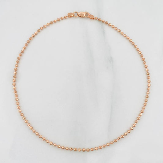 Tobillera Militar Diamantado 3.35g / 25.05cm / 1.81mm Oro Rosa 18K