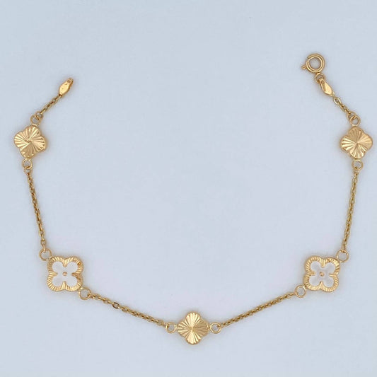 Pulso Trebol Aro Seguido 3.15gr / 18.6cm / 1.3mm Oro Amarillo 18K %