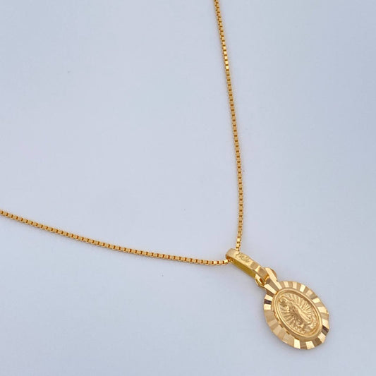 Set Cadena y Dije Veneciana + Virgen Guadalupe 1.9gr / 45cm / 0.6mm Oro Amarillo 18K (Oferta) %