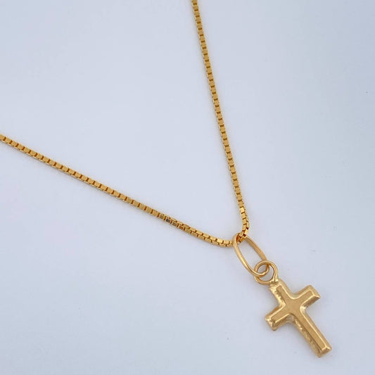 Set Cadena y Dije Veneciana + Cruz 1.85gr / 46.5cm / 0.8mm Oro Amarillo 18K (Oferta) %