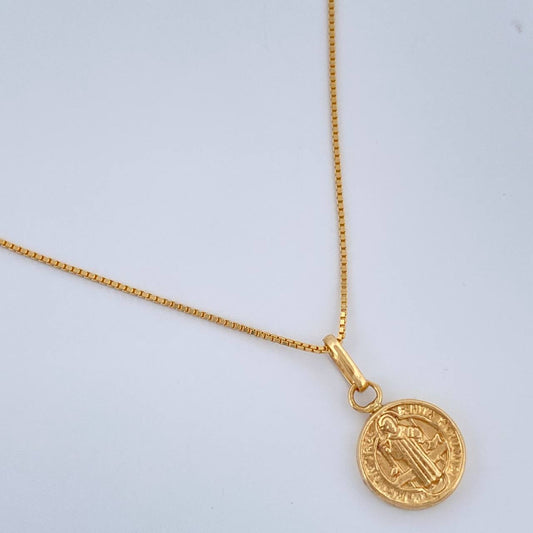 Set Cadena y Dije Veneciana + San Benito 1.75gr / 45cm / 0.7mm Oro Amarillo 18K (Oferta) %