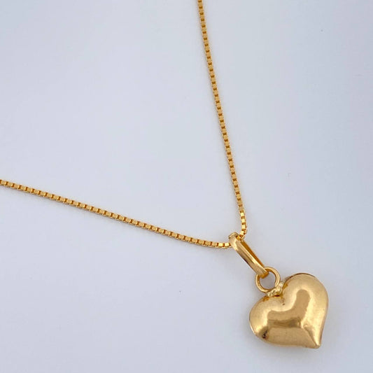 Set Cadena y Dije Veneciana + Corazon 1.6gr / 45cm / 0.5mm Oro Amarillo 18K (Oferta) %