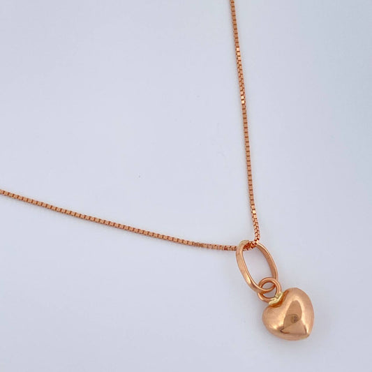 Set Cadena y Dije Veneciana + Corazon 1.45gr / 45.4cm / 0.6mm Oro Rosa 18K (Oferta) %