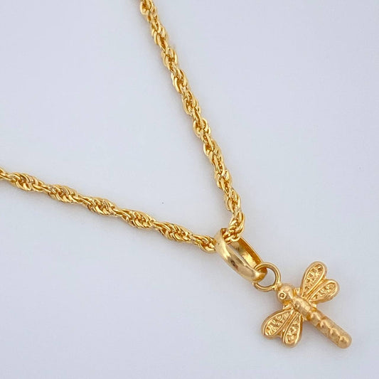 Set Cadena y Dije Lazo + Libelula 1.45gr / 40cm / 0.9mm Oro Amarillo 18K (Oferta) %