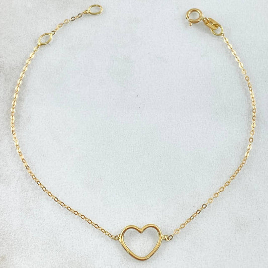 Pulso Aro Seguido Corazón 0.7gr / 14.5cm-17cm / Oro Amarillo Ita. Esp. 18K