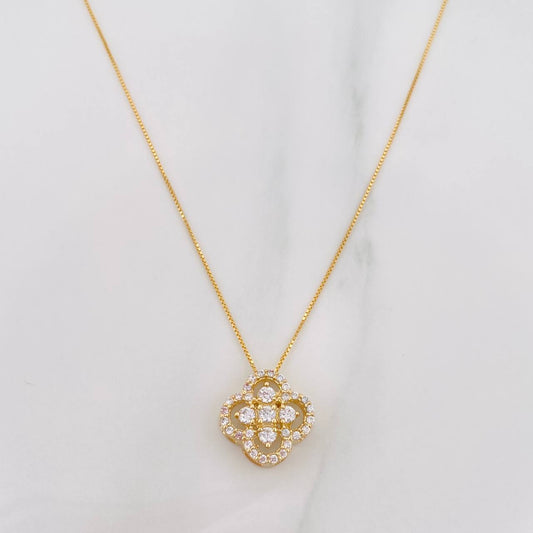 Set Cadena Veneciana + Dije Trebol / 2.55 g / 45.4 cm Oro Amarillo 18K