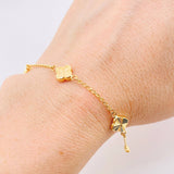 Pulso Aro Seguido Trebol Doble Faz Dorado 2.95gr / 18.5cm / 8mm Oro Amarillo 18K * Pulso Aro Seguido Trebol Doble Faz Dorado 2.95gr / 18.5cm / 8mm Oro Amarillo 18K *