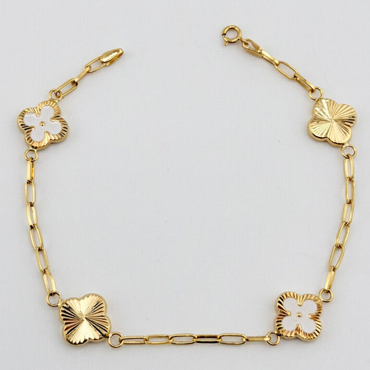 Pulso Cajon Trebol Doble Faz 3.9gr / 18cm / 10mm Oro Amarillo 18K *