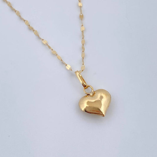 Set Cadena y Dije Flor Espejo+Corazon 0.65gr / 44.9cm / 0.34mm Oro Amarillo 18K $
