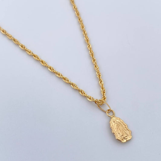 Set Cadena y Dije Lazo+ Virgen Guadalupe 1.4gr / 40.2cm / 1.4mm Oro Amarillo 18K (Oferta) $