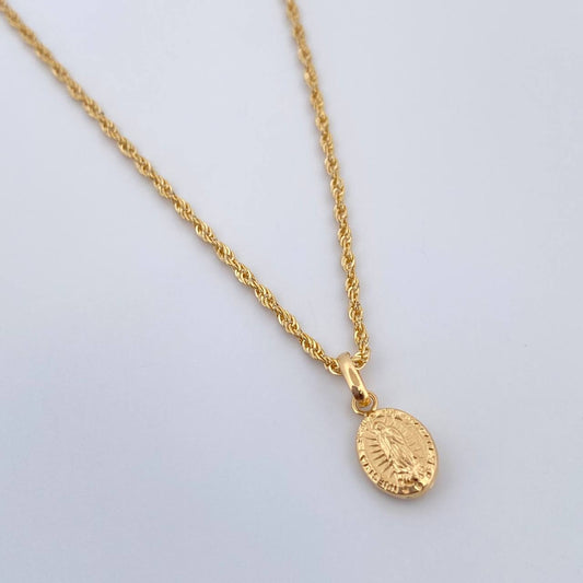 Set Cadena y Dije Lazo+ Virgen Guadalupe 1.1gr / 39.6cm / 1.16mm Oro Amarillo 18K (Oferta) $