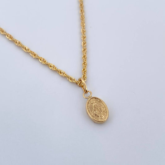 Set Cadena y Dije Lazo+ Virgen Milagrosa 1.4gr / 40.2cm / 1.44mm Oro Amarillo 18K (Oferta) $