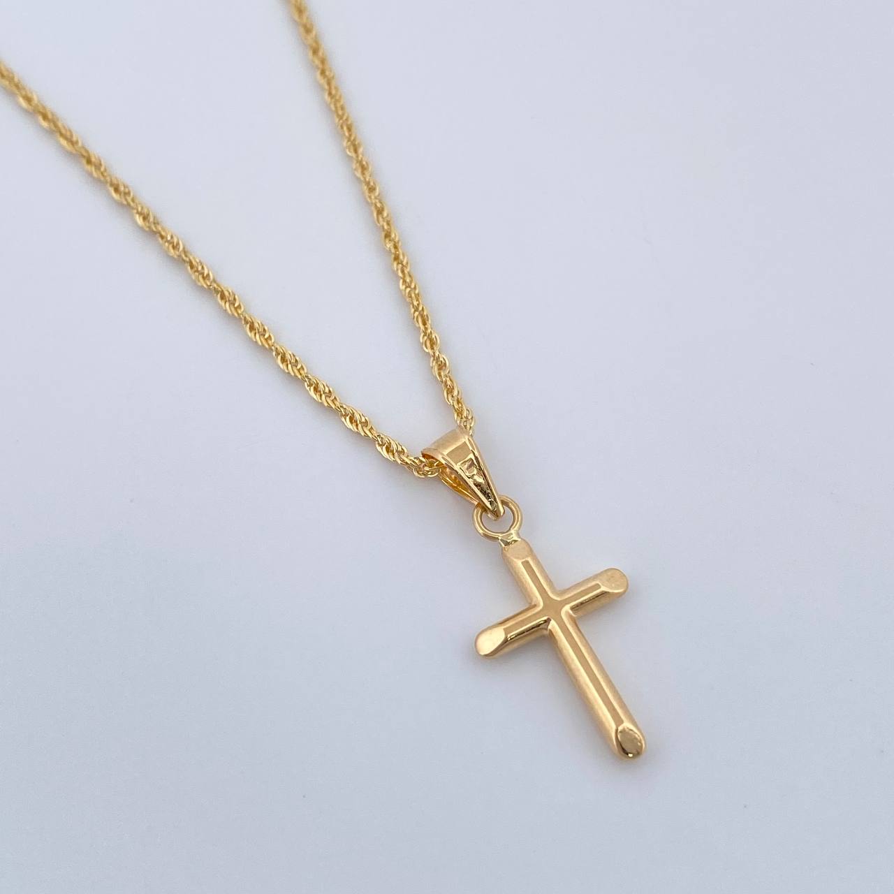 Set Cadena y Dije Lazo+Cruz 1.25gr / 40.1cm / 1.1mm Oro Amarillo 18K (Oferta) $ Set Cadena y Dije Lazo+Cruz 1.25gr / 40.1cm / 1.1mm Oro Amarillo 18K (Oferta) $
