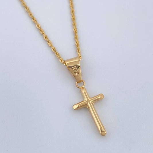 Set Cadena y Dije Lazo+Cruz 1.35gr / 40cm / 1.2mm Oro Amarillo 18K (Oferta) $