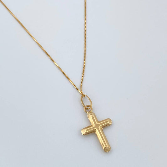 Set Cadena y Dije Veneciana+Cruz 1.35gr / 39.6cm / 0.45mm Oro Amarillo 18K (Oferta) $