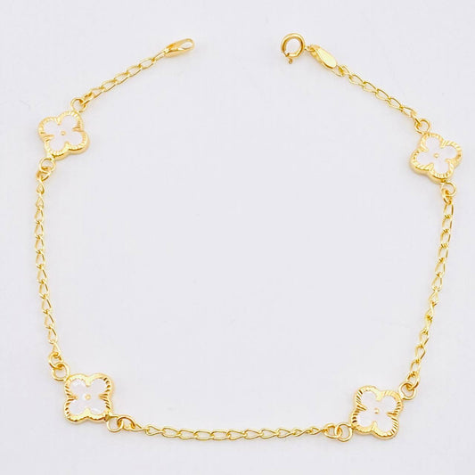Pulso Aro SeguidoTrebol Doble Faz 2.65gr / 18.5cm / 8mm Oro Amarillo 18K *