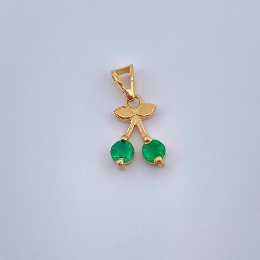 Dije Cereza Esmeralda 0.9gr / 1.6cm / Oro Amarillo 18K &
