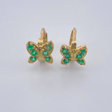 Candongas Mariposa Esmeralda 1.7gr / 1cm / Oro Amarillo 18K & Candongas Mariposa Esmeralda 1.7gr / 1cm / Oro Amarillo 18K &