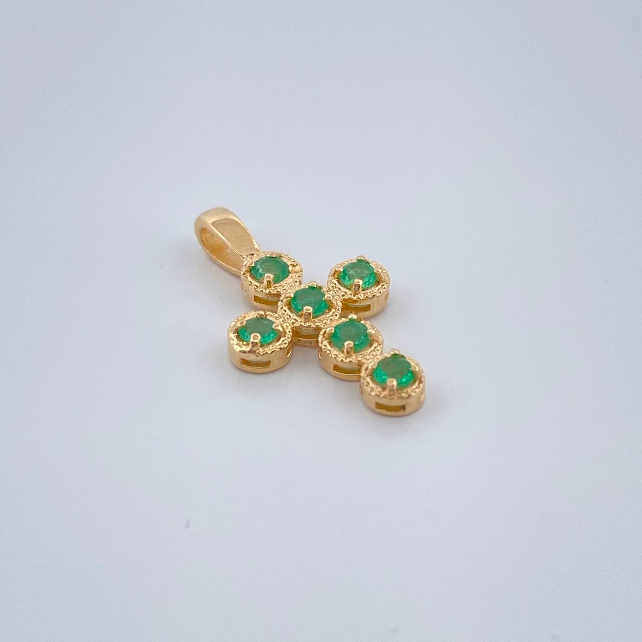 Dije Cruz Esmeraldas 0.8gr / 1.8cm / Oro Amarillo 18K & Dije Cruz Esmeraldas 0.8gr / 1.8cm / Oro Amarillo 18K &