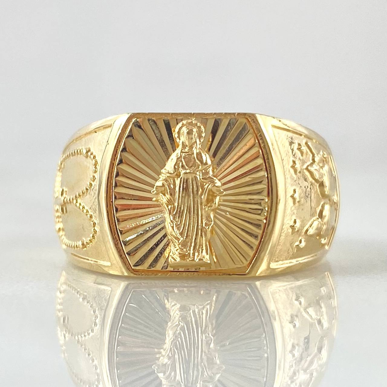 Anillo Virgen Milagrosa Sello Camandula 4.45gr / T7 1/4 / Diamantado Oro Amarillo 18K Anillo Virgen Milagrosa Sello Camandula 4.45gr / T7 1/4 / Diamantado Oro Amarillo 18K