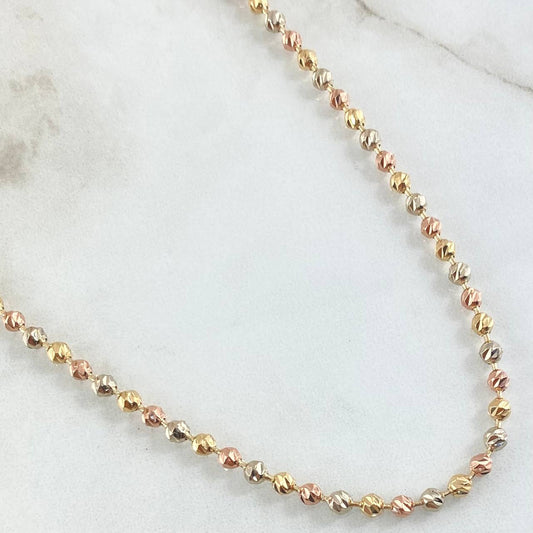 Cadena Militar 21.35gr / 65cm / 3mm Diamantada Tres Oros 18K ©