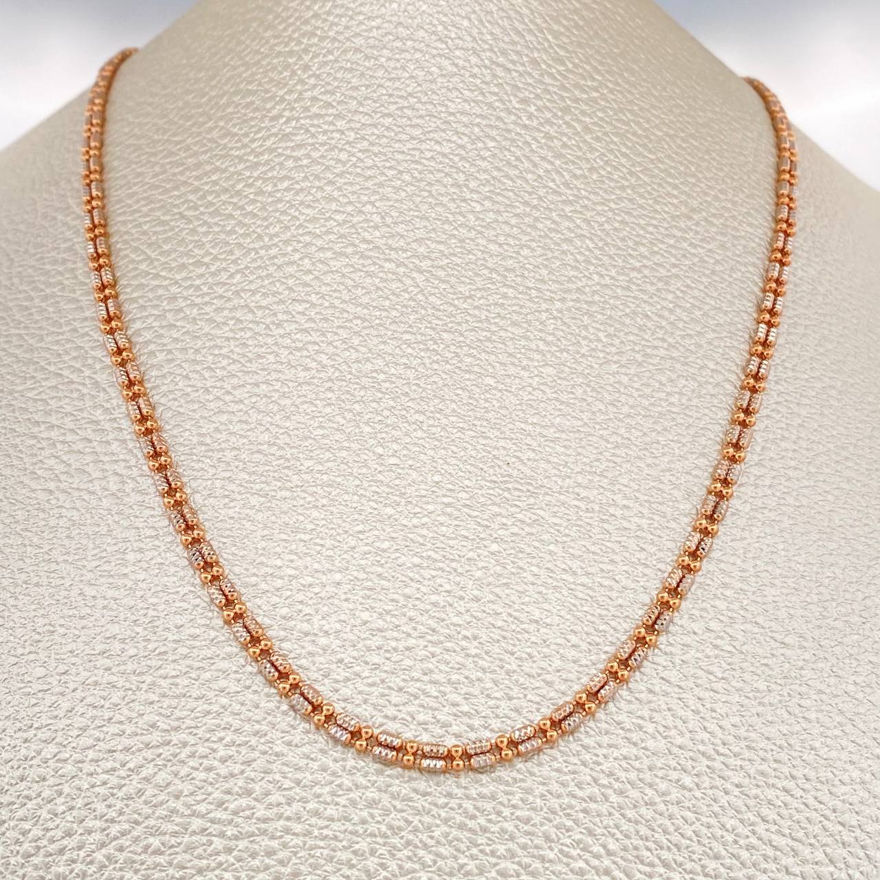 Cadena Morse 10.85gr / 60.5cm / 2.93mm Dos Oros Blanco Rosa +3 18K % Cadena Morse 10.85gr / 60.5cm / 2.93mm Dos Oros Blanco Rosa +3 18K %