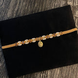 Choker Caqui Floreado Cristal Virgen Milagrosa Bolas 3mm Diamantadas Oro Amarillo Pulsera* Choker Caqui Floreado Cristal Virgen Milagrosa Bolas 3mm Diamantadas Oro Amarillo Pulsera*