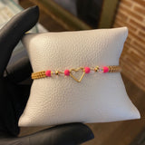 Pulsera Caqui Corazon Pinky Refrax Bolas 3mm Lisas Oro Amarillo Pulsera Caqui Corazon Pinky Refrax Bolas 3mm Lisas Oro Amarillo