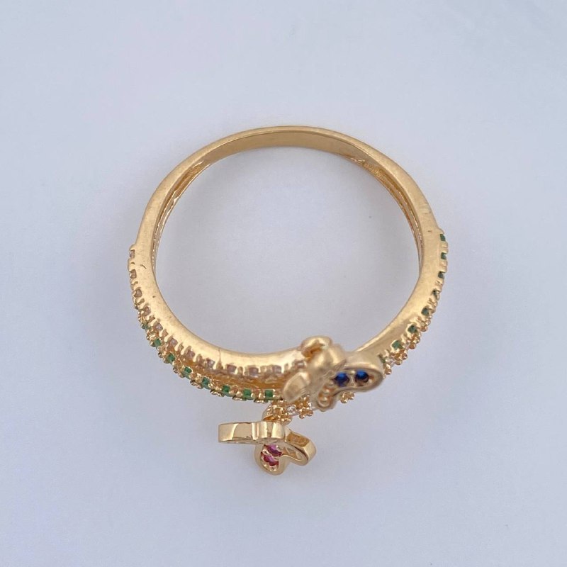 Anillo Mariposas Doble Carril 2.35gr / T6 1/4 / Oro Amarillo 18K &