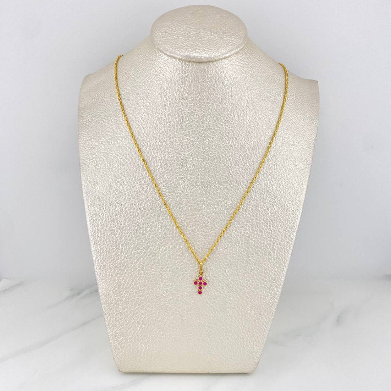Set Cadena Lazo + Dije Cruz / 1,65 gr / 50.5 cm Oro Amarillo 18K