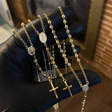 Rosario Virgen Milagrosa 6.75gr / 50cm 3mm Bola Diamantada Oro Amarillo