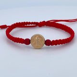 Pulsera Tejida Roja San benito 0.6gr / Oro Amarillo 18K $