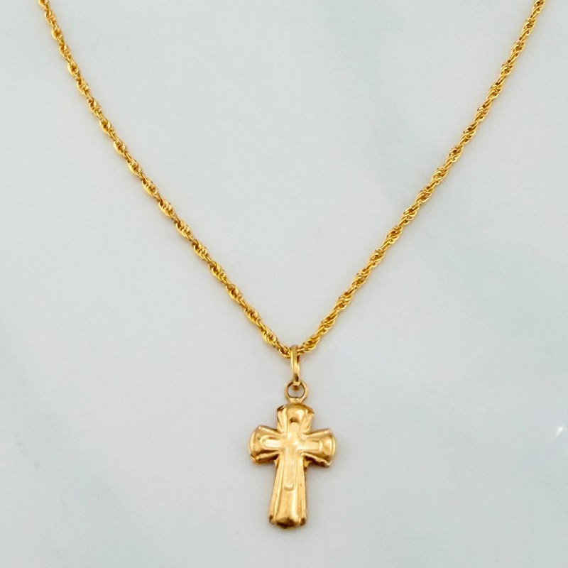 Set Cadena Lazo + Dije Cruz Templaria / 1,35 gr / 45 cm Oro Amarillo 18K