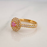 Anillo Solitario Halo Tupido 3.85 g / T6 1/2 Oro Amarillo 18K