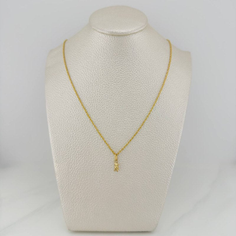 Set Cadena Lazo + Dije Oso / 1,15 gr / 45 cm Oro Amarillo 18K