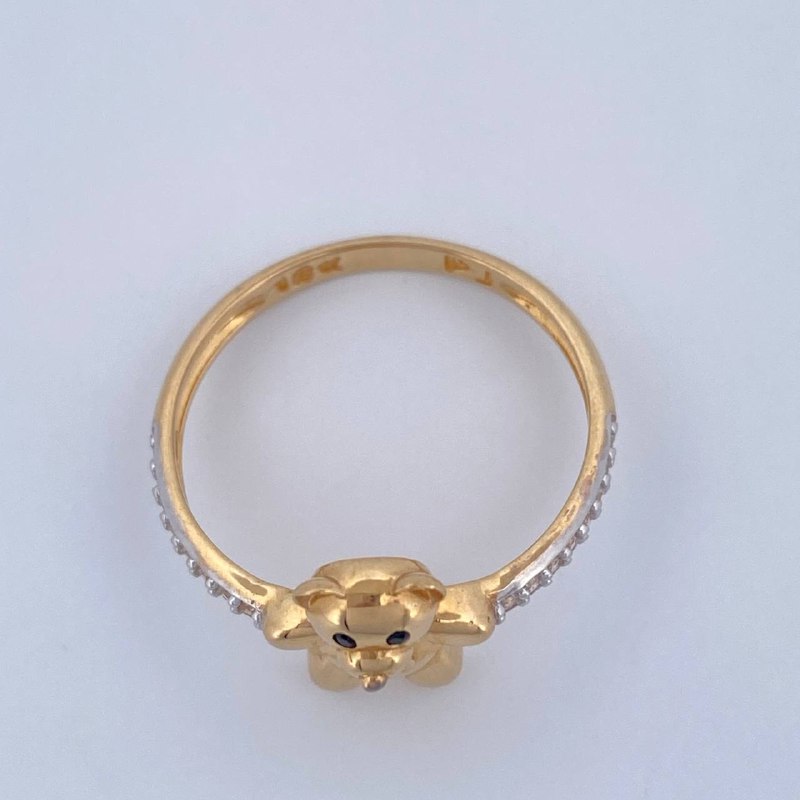 Anillo Oso Corbatin 2.4gr / T7 / Dos Oros Amarillo Blanco 18K &
