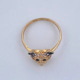 Anillo Rostro Oso 2.1gr / T6 1/4 / Dos Oros Negro Amarillo 18K &