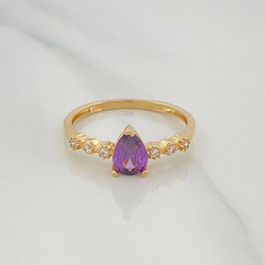 Anillo Solitario Gota 2.15 g / T7 Oro Amarillo 18K