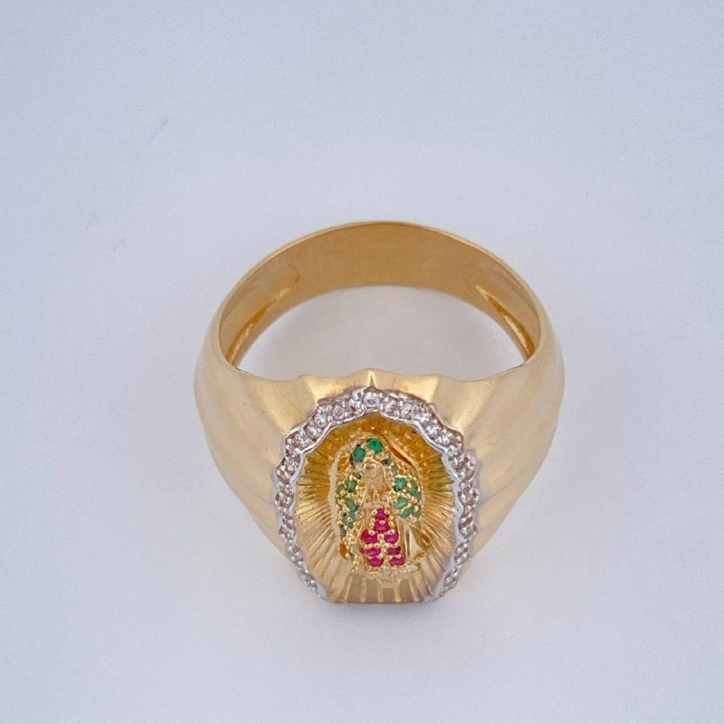 Anillo Virgen de Guadalupe 11gr / T12 1/2 / Dos Oros Amarillo Blanco 18K $