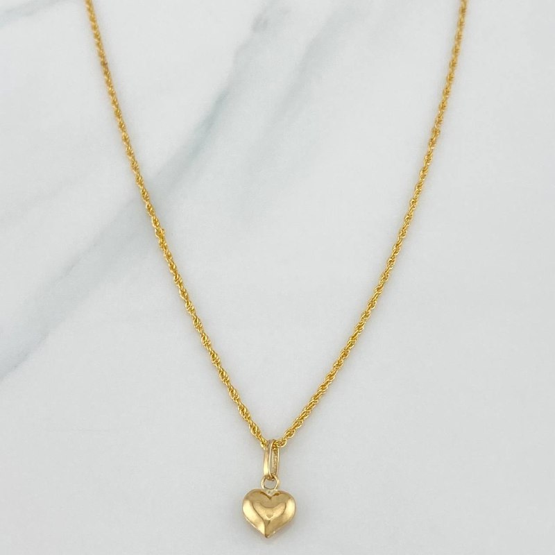 Set Cadena Lazo + Dije Corazón / 1,3 gr / 45 cm Oro Amarillo 18K