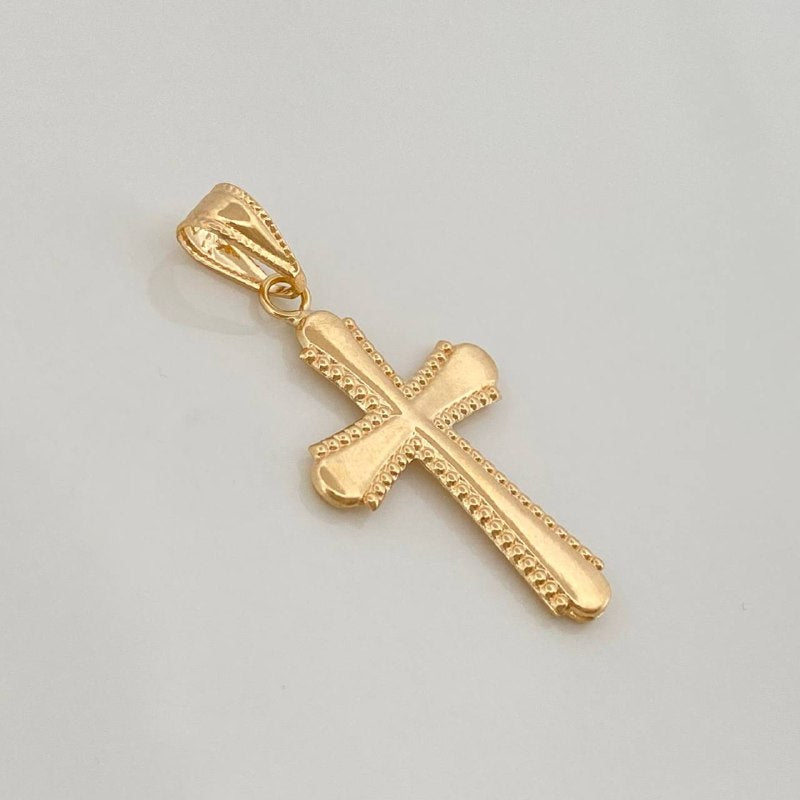Dije Cruz Bordeada 0.9gr / 3cm / Oro Amarillo 18K &