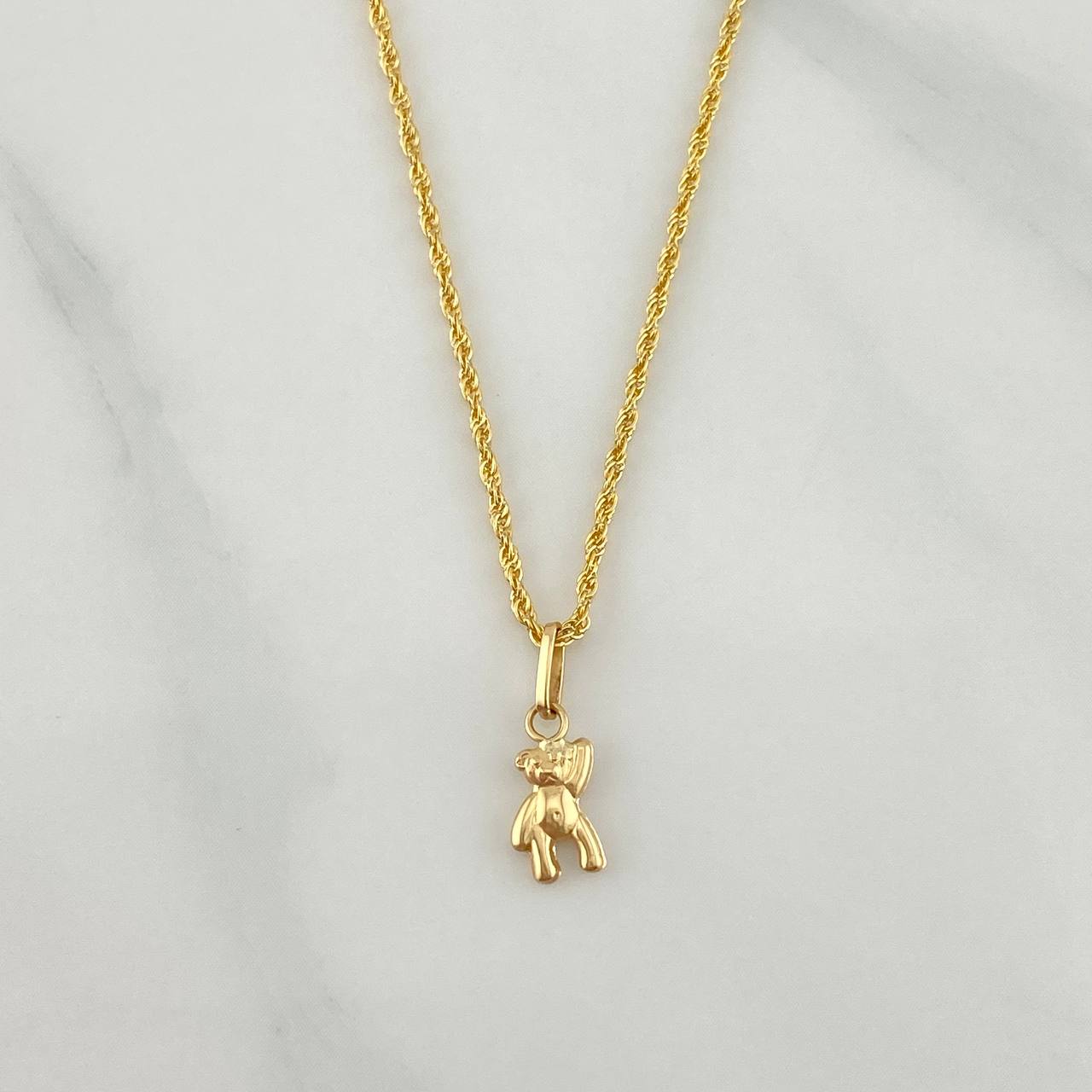 Set Cadena Lazo + Dije Oso / 1,15 gr / 45 cm Oro Amarillo 18K