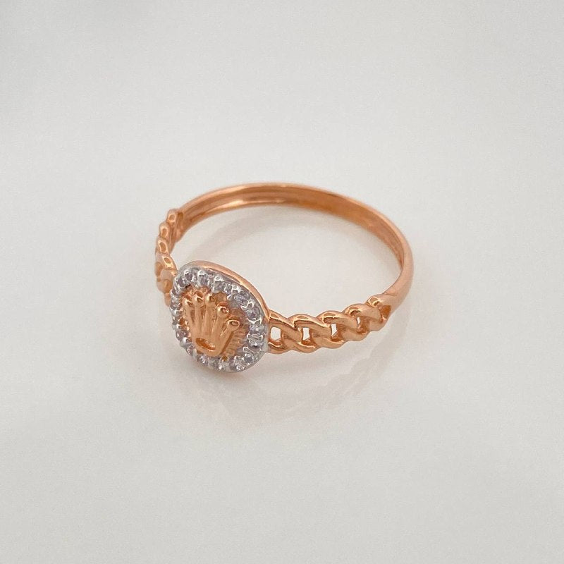 Anillo Cubano Corona 1.9 g / T6 3/4 Dos Oros Blanco Rosa 18K
