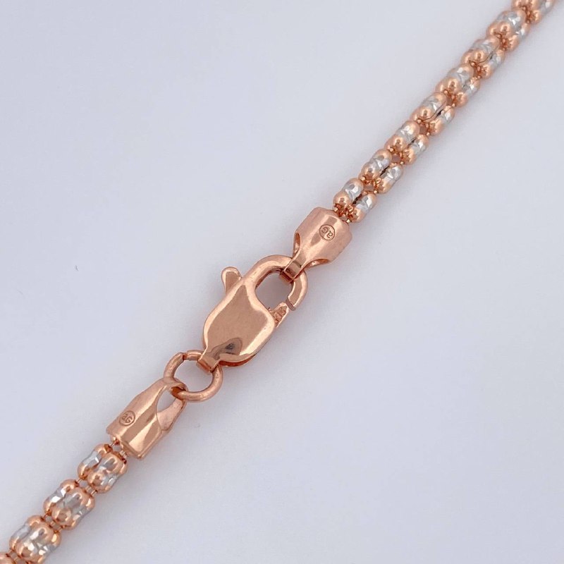 Cadena Ice 12.5gr / 61cm / Dos Oros Blanco Rosa +4 14K Italy &