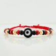 Pulsera Tejida Roja Ojo Turco Oro Amarillo 18K