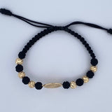 Pulsera Tejida Negra Angel De La Guarda 2.35gr / Oro 18K $