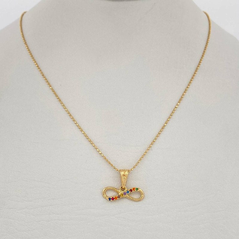 Set Cadena y Dije Militar + Infinito 2gr / Oro Amarillo 18K (Oferta) $