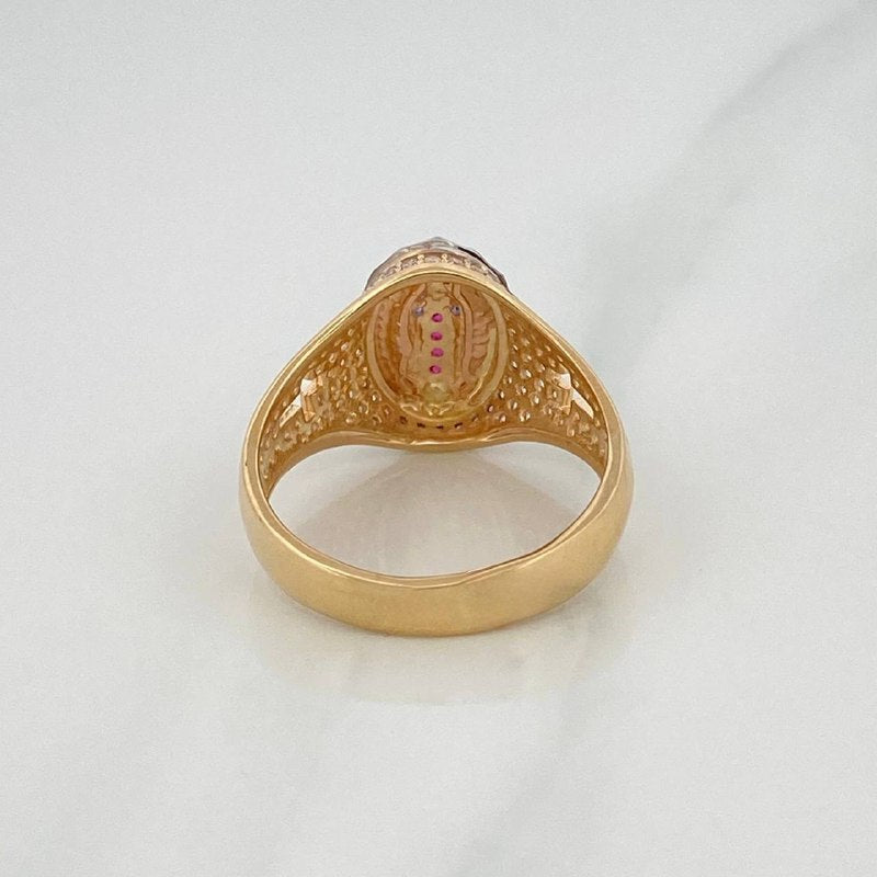 Anillo Virgen Guadalupe 4.6 g / T8 1/2 Tres Oros 18K