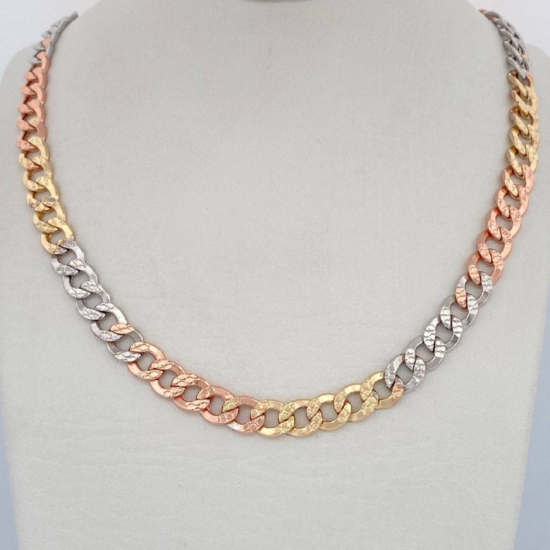 Cadena Cubana 20gr / 60.5cm / Tres Oros +3 14K Italy &